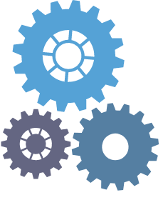 Icon of three various sized gears